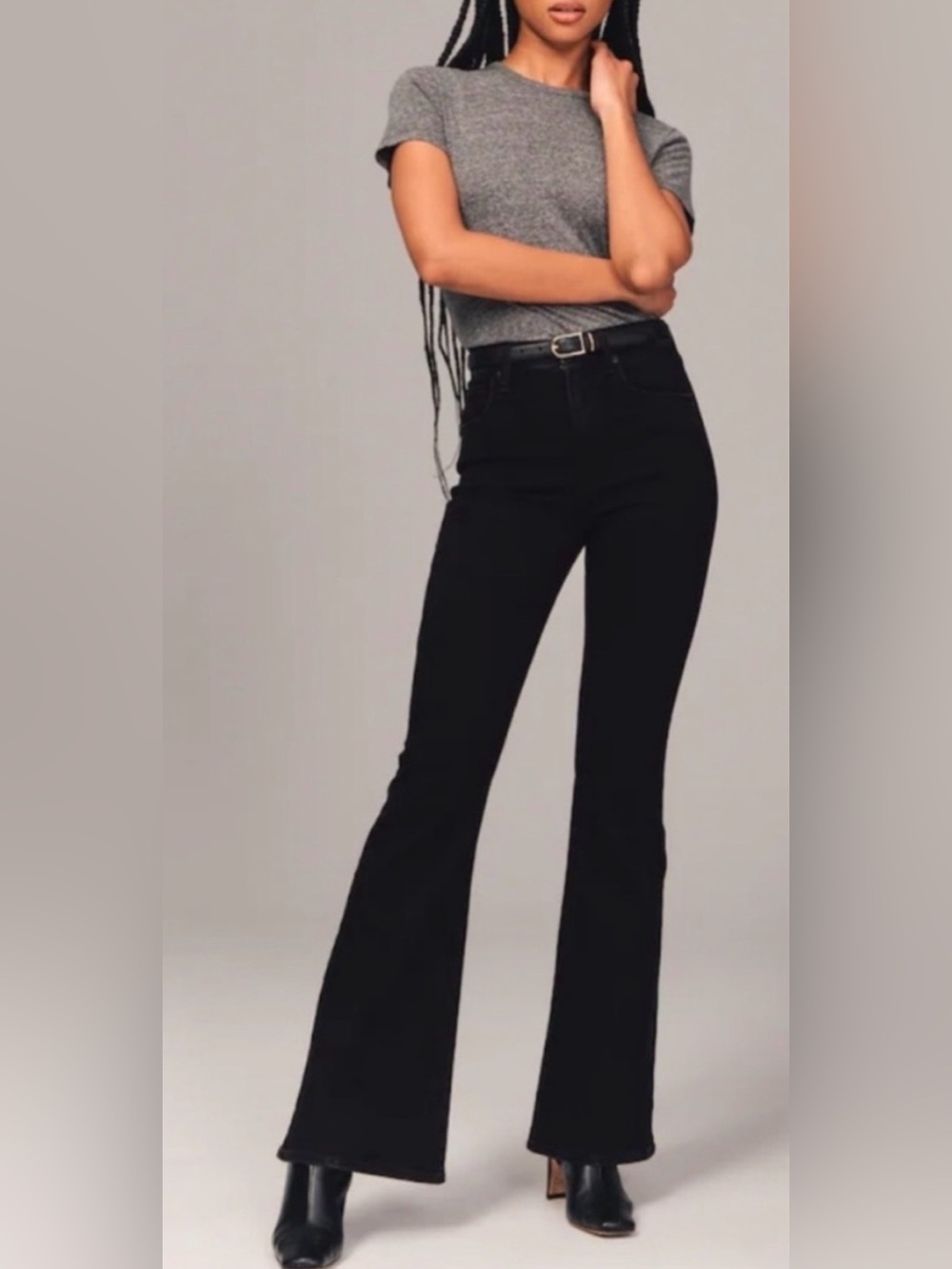 Abercrombie & Fitch The Flare Ultra High Rise Jeans Black size 34/18 Long